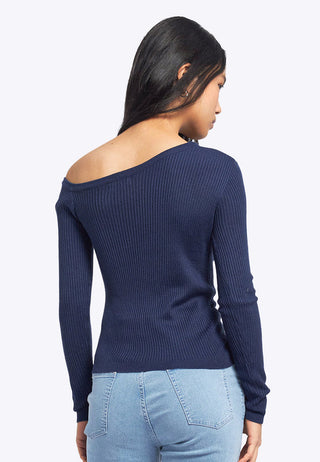 One Shoulder Long Sleeve Knit Top