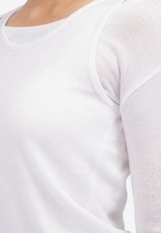 Double Layer Boat Neck Long Sleeve Top