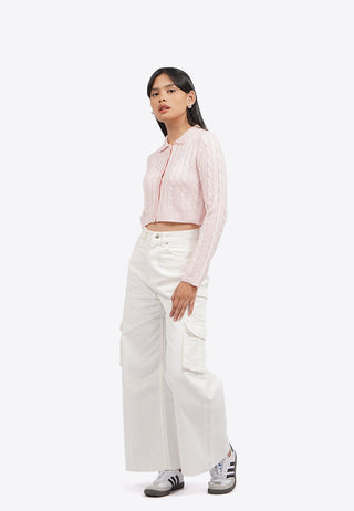 Cable Knit Button Up Top