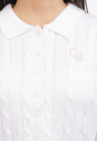 Cable Knit Button Up Top