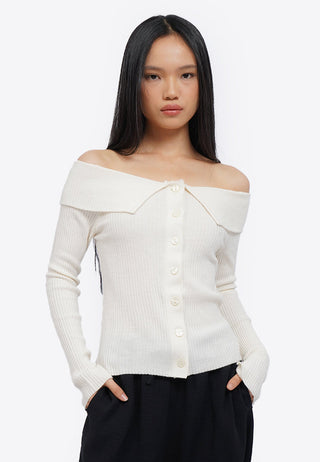 Button Up Off Shoulder Top
