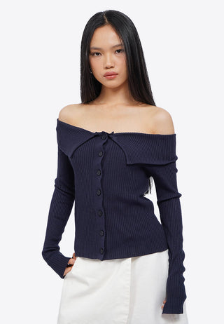 Button Up Off Shoulder Top