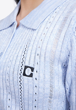 Button Up Embroidery Knit Top