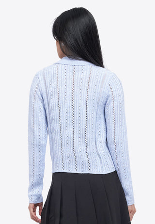 Button Up Embroidery Knit Top