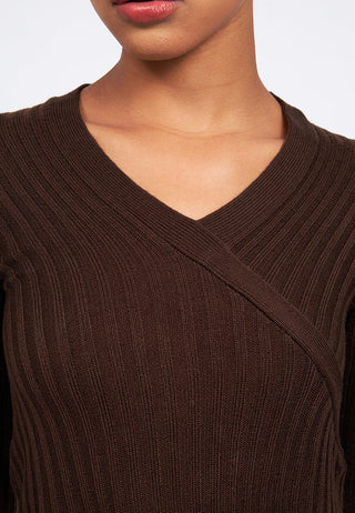 Long Sleeve Wrap Knit Top