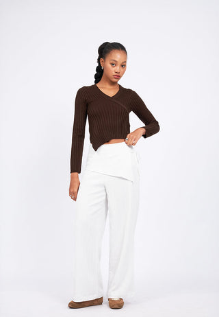 Long Sleeve Wrap Knit Top