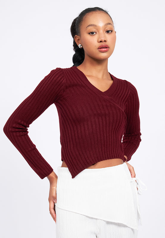 Long Sleeve Wrap Knit Top – COLORBOX - Indonesia