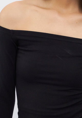 Long Sleeve Off Shoulder Fitted T-Shirt