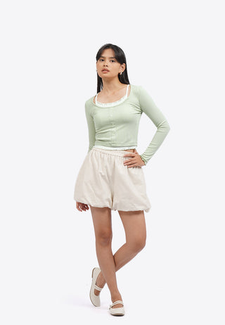 Double Layer Long Sleeve Knit Top