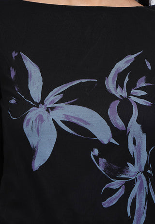 Mesh Boat Neck Floral Top