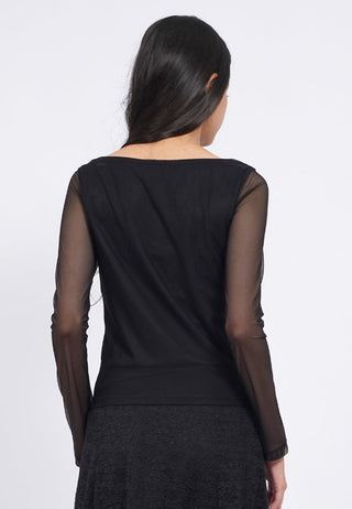 Mesh Boat Neck Floral Top