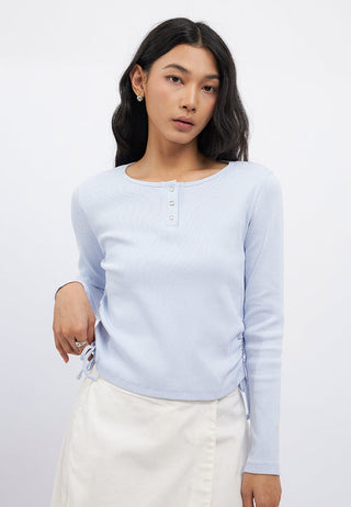 Long Sleeve Textured Henley Top