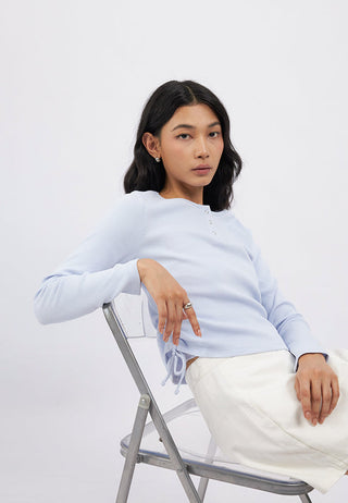 Long Sleeve Textured Henley Top