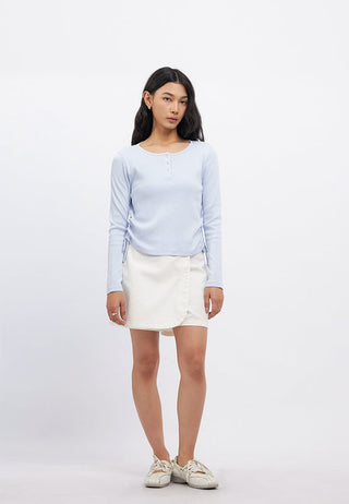 Long Sleeve Textured Henley Top