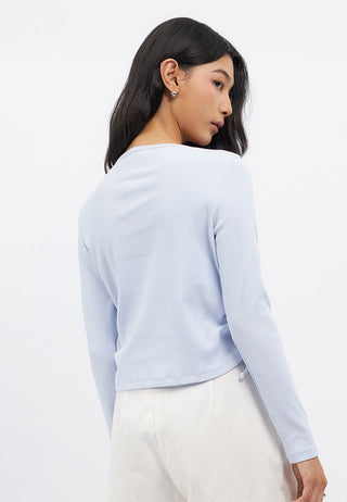 Long Sleeve Textured Henley Top
