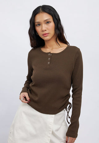 Long Sleeve Textured Henley Top