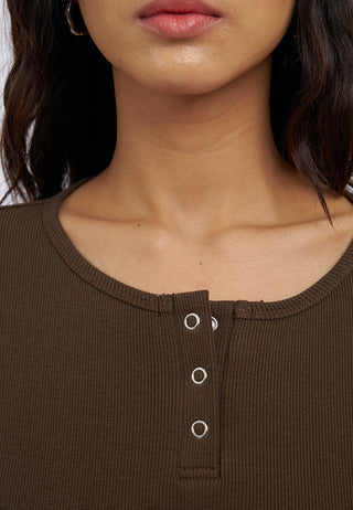 Long Sleeve Textured Henley Top