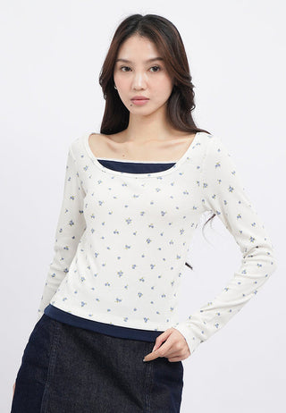 Long Sleeve Double Layer Petal Top