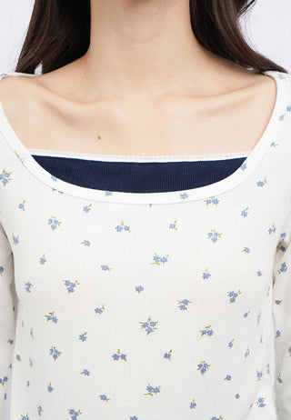 Long Sleeve Double Layer Petal Top