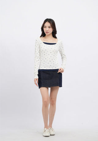 Long Sleeve Double Layer Petal Top