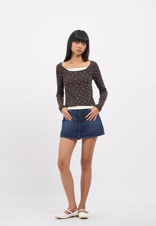 Long Sleeve Double Layer Petal Top