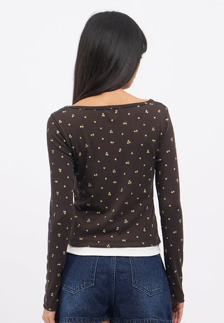 Long Sleeve Double Layer Petal Top