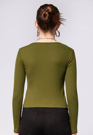 Square Neck Long Sleeve Top