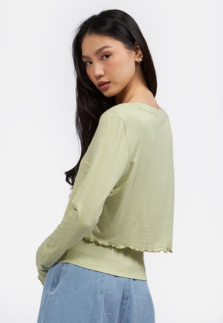 Double Layered Long Sleeve Crop Top