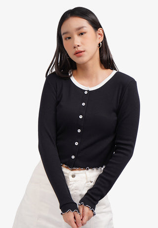 Contrast Hem Long Sleeve Top