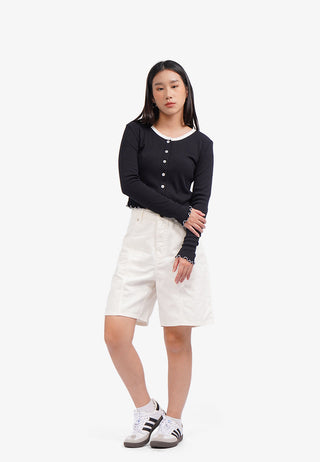 Contrast Hem Long Sleeve Top