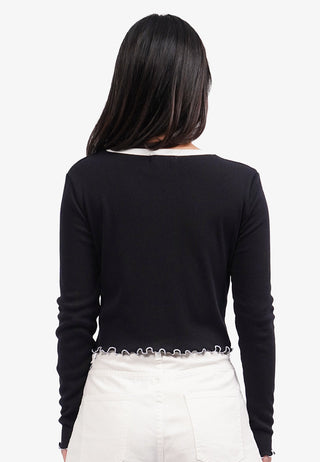 Contrast Hem Long Sleeve Top