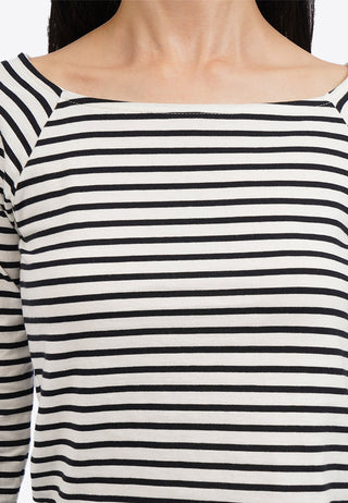 Long Sleeve Striped Square Neck Top