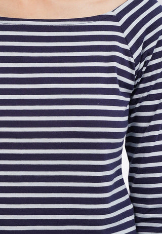 Long Sleeve Striped Square Neck Top