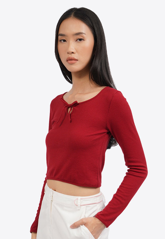 Ring Ribbon Top Long Sleeve Rib Top with Ribbon Details – COLORBOX - Indonesia