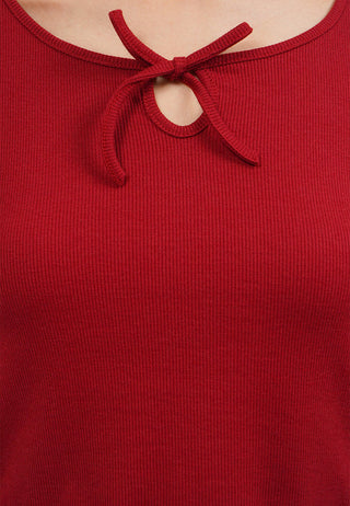 Long Sleeve Rib Top with Ribbon Details