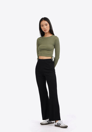 Long Sleeve Crop Top with Side Tie