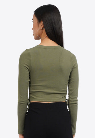 Long Sleeve Crop Top with Side Tie