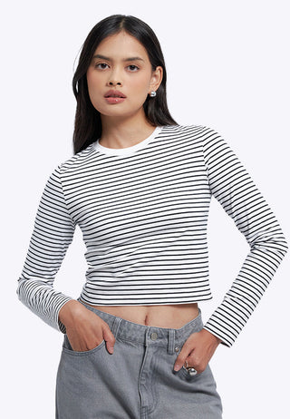 Fitted Long Sleeve Stripes T-Shirt