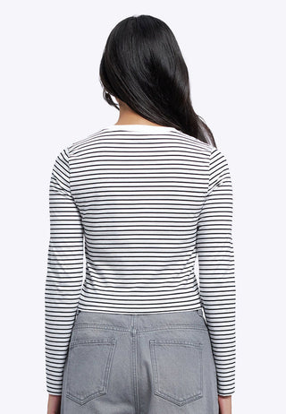 Fitted Long Sleeve Stripes T-Shirt