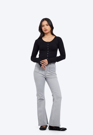 Long Sleeve Top with Snap Button