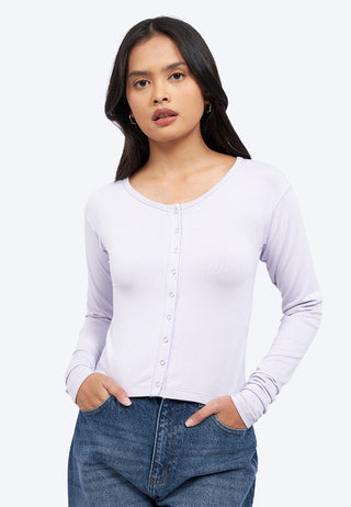Long Sleeve Top with Snap Button