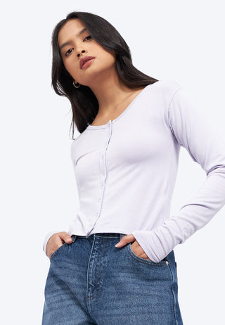 Long Sleeve Top with Snap Button
