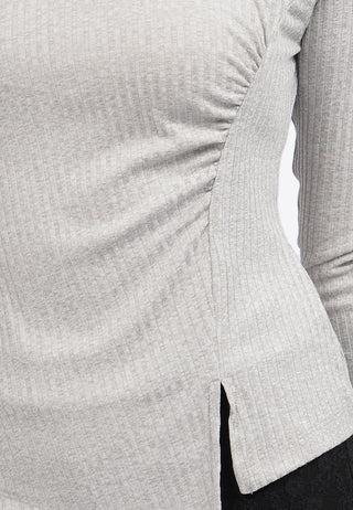 Asymmetric Side Ruched Long Sleeve Top