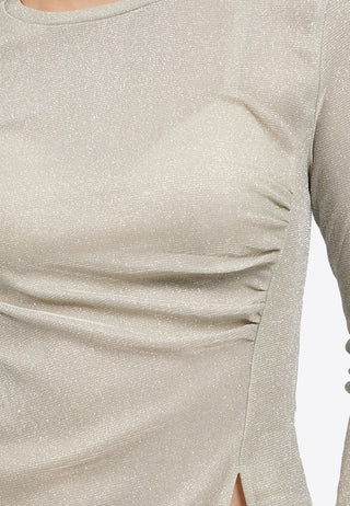 Asymmetric Side Ruched Long Sleeve Top