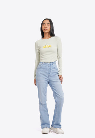 Fruit Embroidery Long Sleeve Top