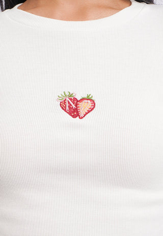 Fruit Embroidery Long Sleeve Top