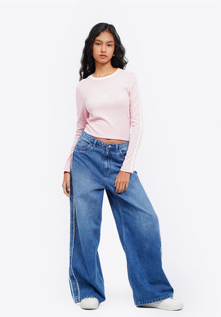 Embroidered Long Sleeve Crop Top