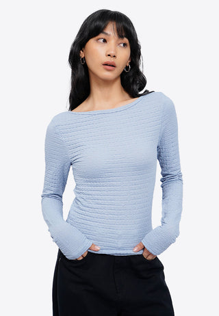 Textured Low Back Long Sleeve Top