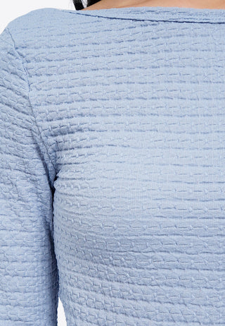 Textured Low Back Long Sleeve Top