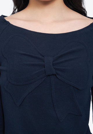 Long Sleeve Top with Front Ribbon